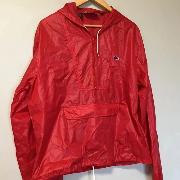 Izod Lacoste Vintage Red Windbreaker  with Hood - Picture 2 of 4